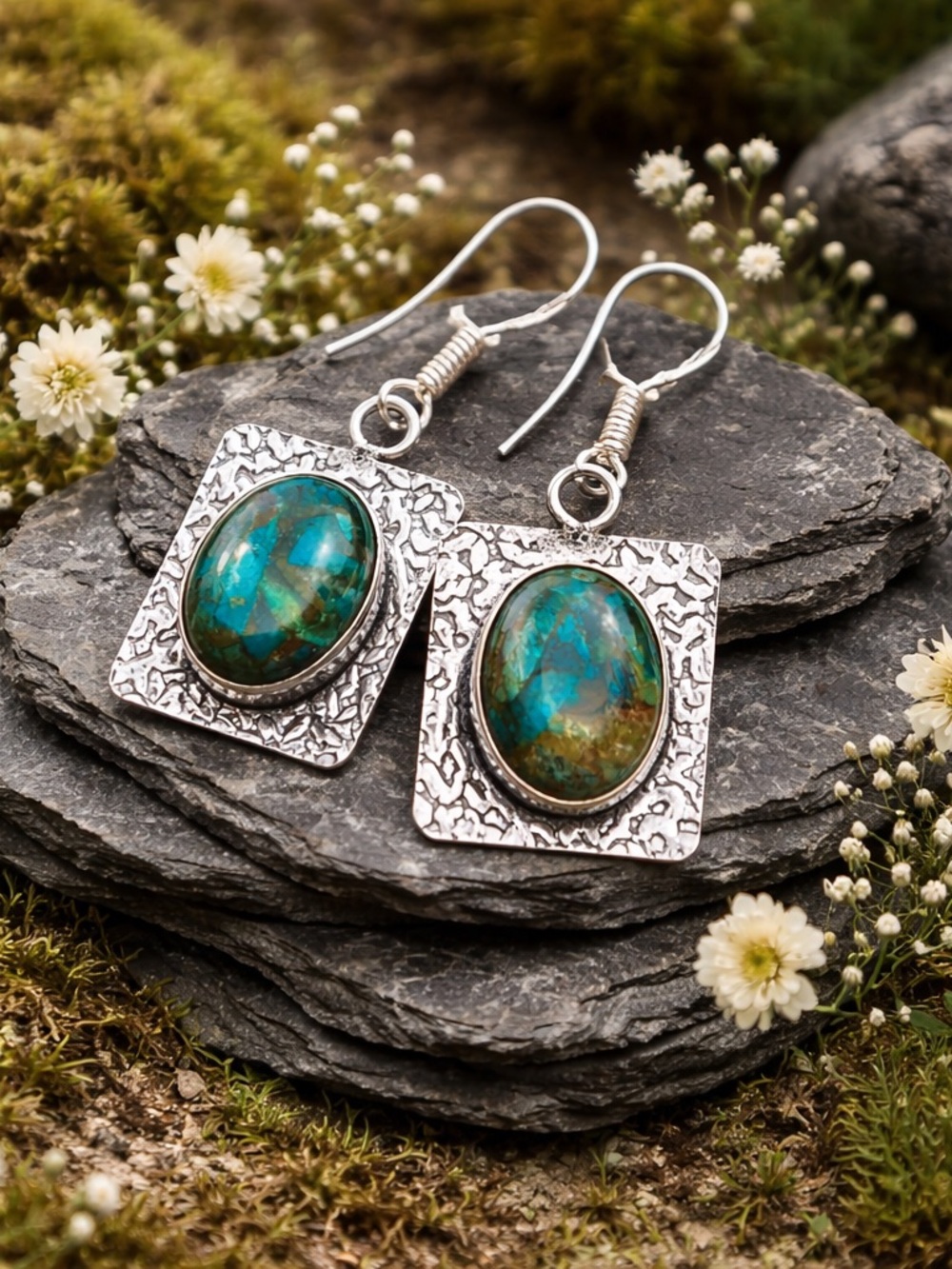 SOLD ! Chrysocolla Necklace & Earrings - Picture 11 of 16